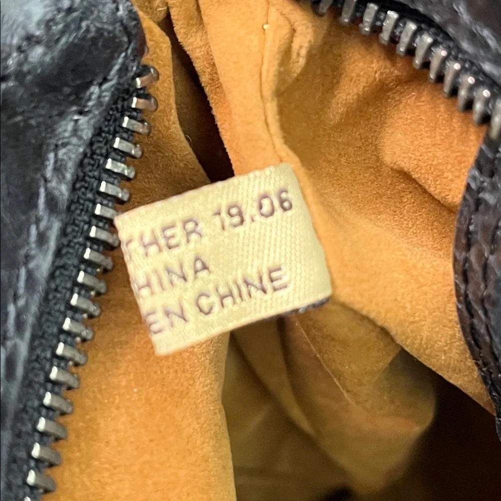 PATRICIA NASH POPPY TOTE BLACK LEATHER LEAF PATTERN TASSEL 3 COMPARTMENTS - Picture 16 of 17